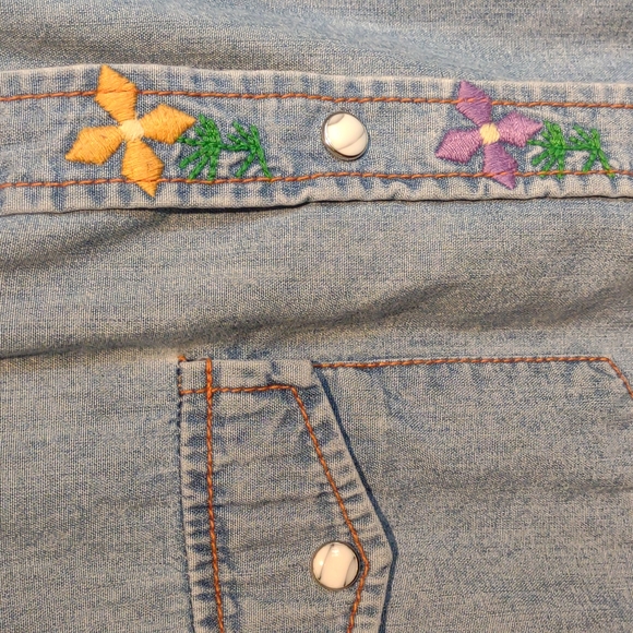 Lucky Brand RARE Dungarees Denim western shirt snap buttons jeans - Picture 6 of 11